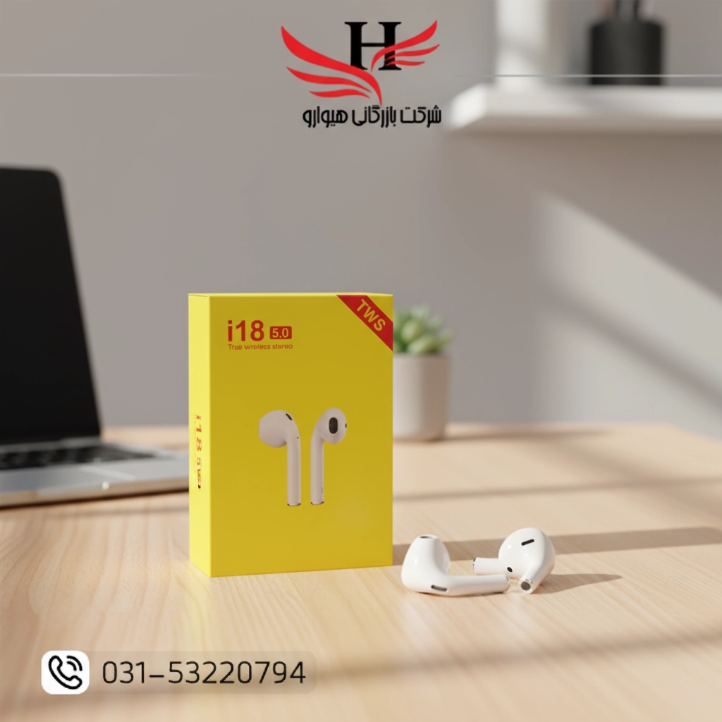 هندزفری بلوتوث ایرپاد TWS I18 5.0 با طراحی ارگونومیک و بلوتوث 5.0 مناسب موسیقی و مکالمه